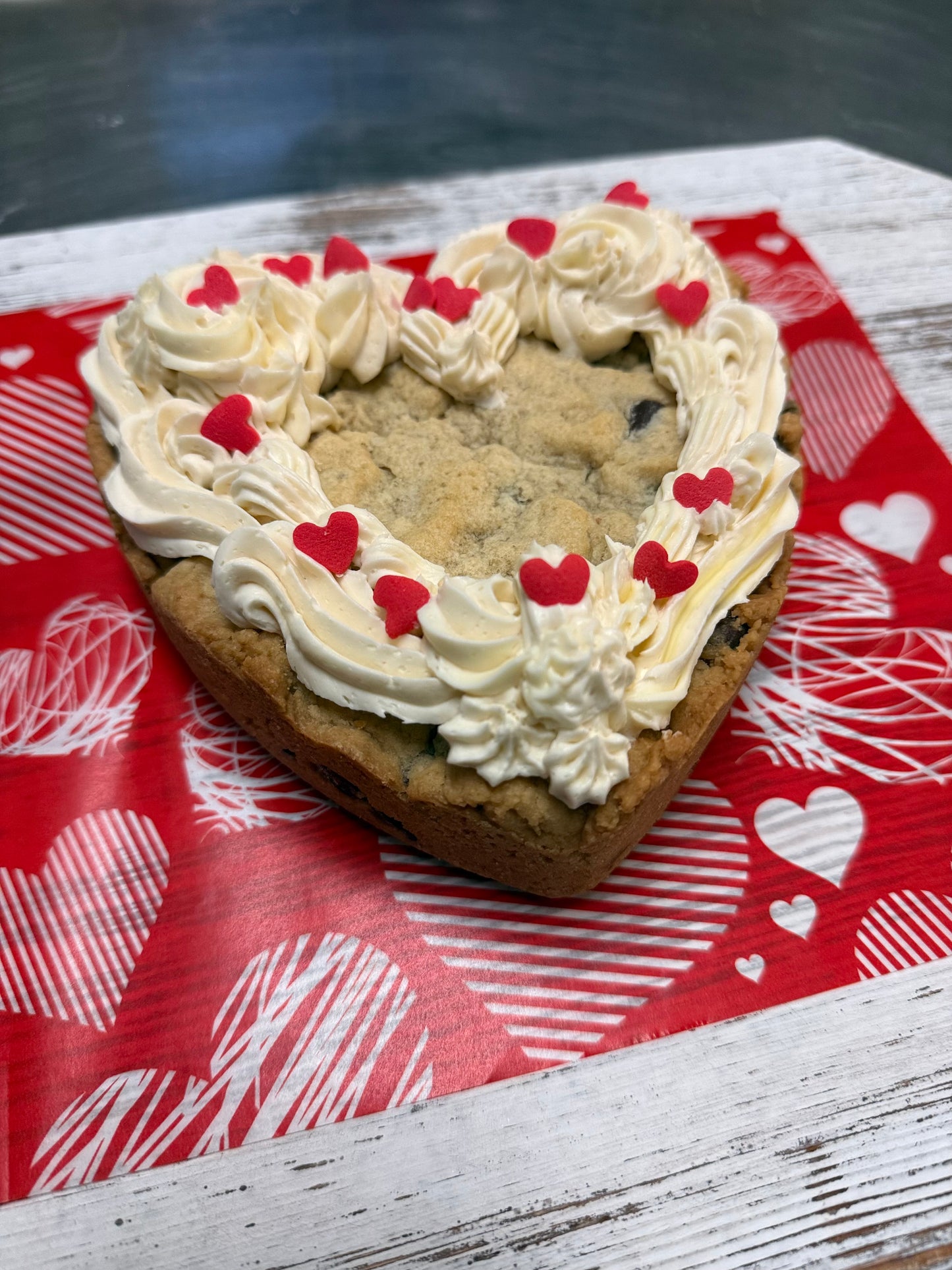 6" heart shaped Chocolate Chip Cookie Cake (for Valentine's)