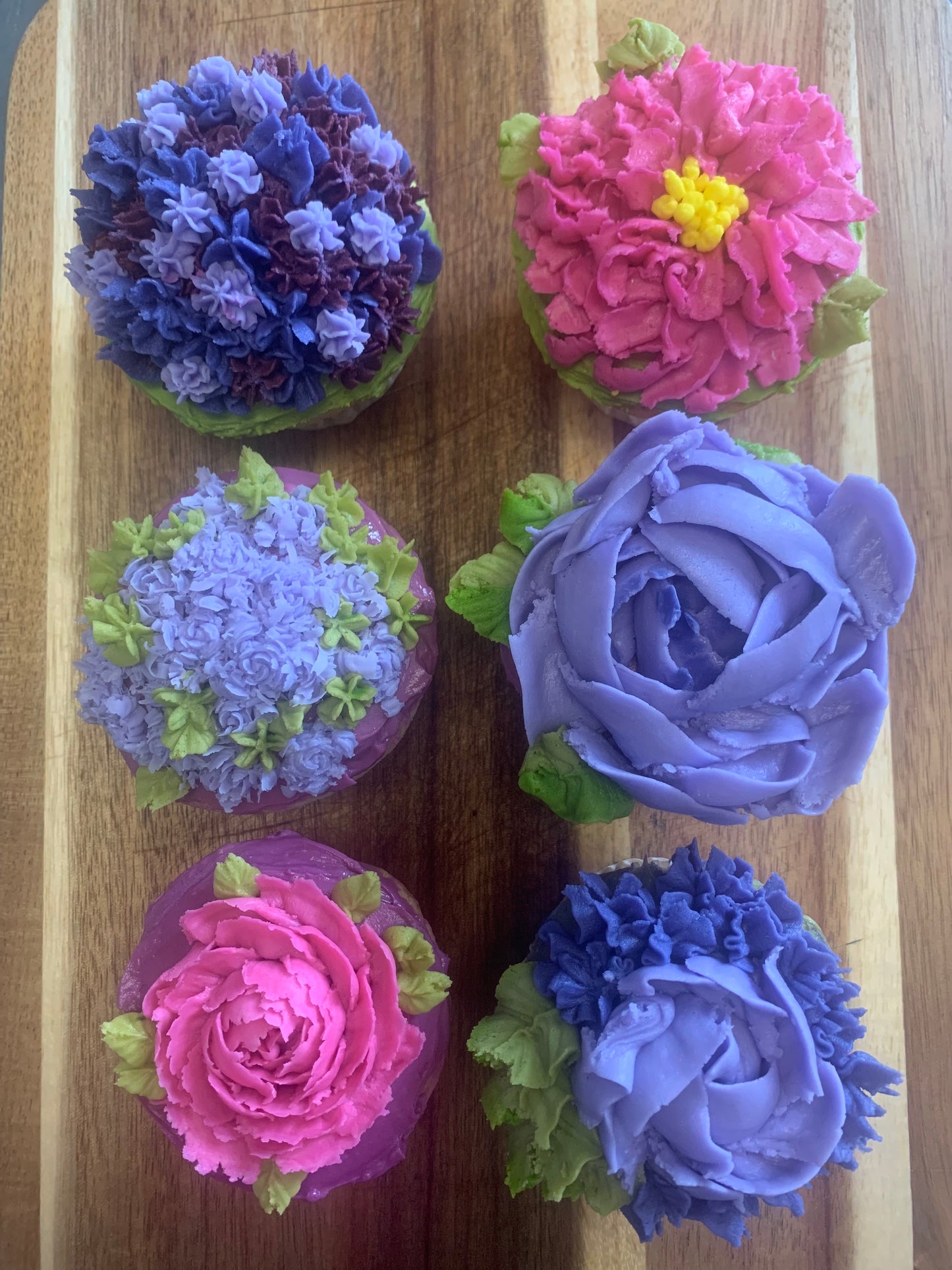 (Sets of 6 or 12) Lemon Sour Cream Pound Cupcakes with Lemon Curd and Blueberry Moonshine buttercream