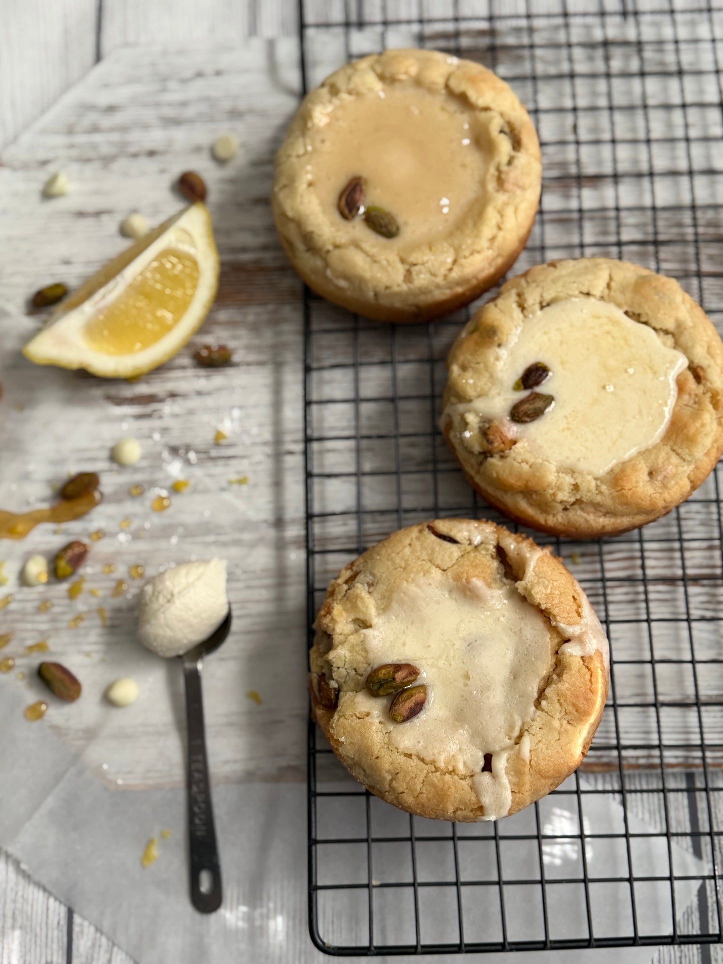 Magnolia Lemon Pistachio Cookie with Lemon Honey Glaze (set of 4)
