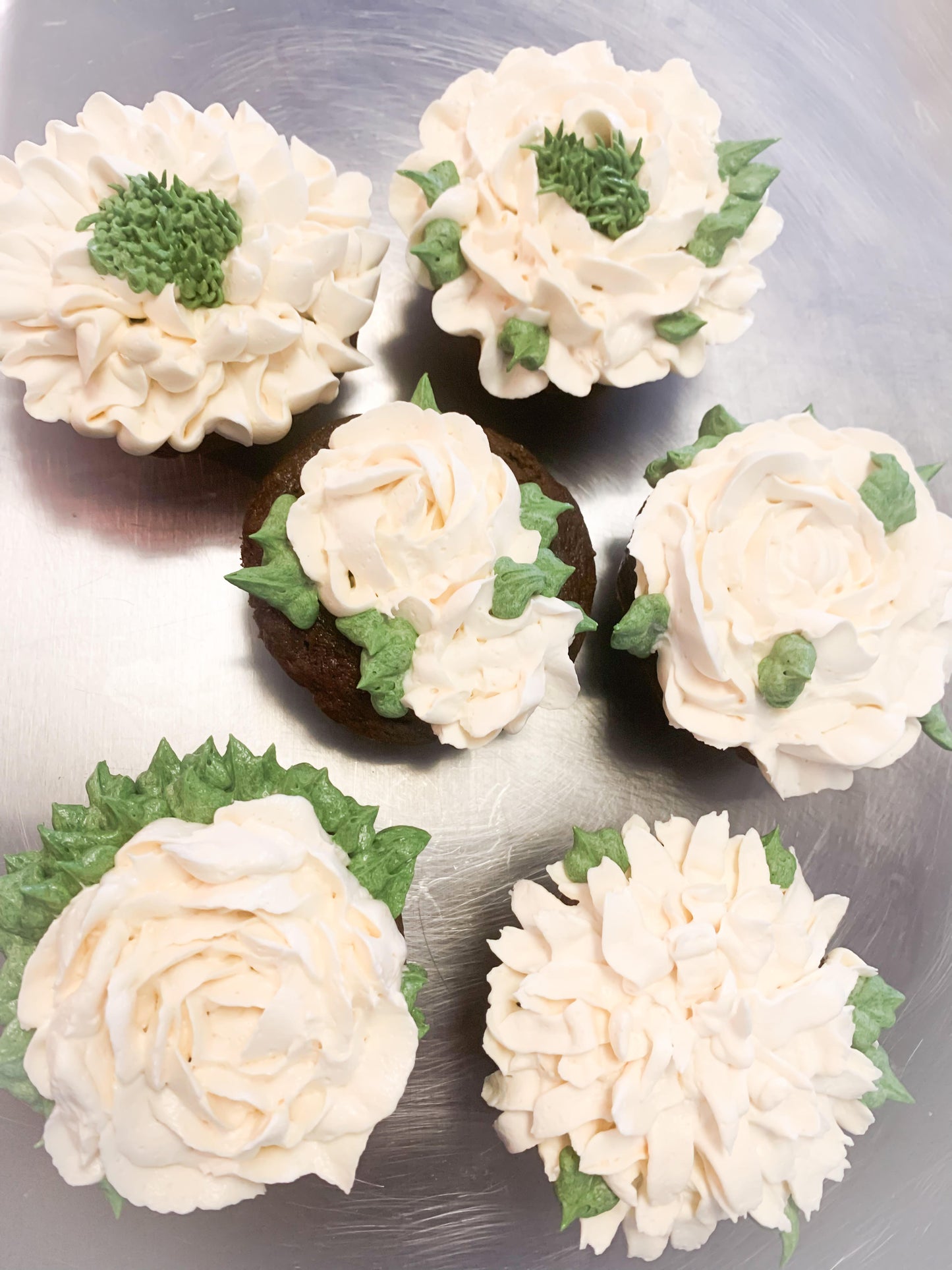(Sets of 6 or 12) Lemon Sour Cream Pound Cupcakes with Lemon Curd and Blueberry Moonshine buttercream