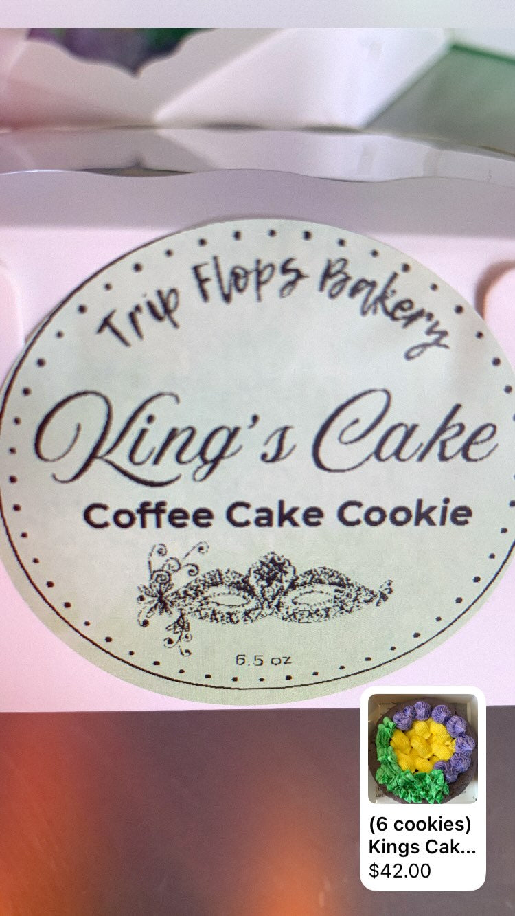 (6 cookies) King's Cake Coffee Cake Cookie with Rum Icing