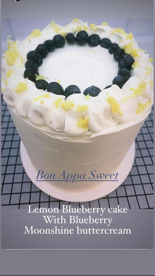 Lemon Cake with Blueberry Moonshine Buttercream